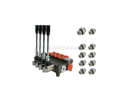 8837 hydraulicky monoblokovy rozvadec 4 sekcni 80l konektory