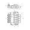 4-sekční hydraulický rozdělovač 160l/min první tři sekce s jezdcem pro ovládání 2-stranného válce čtvrtá sekce s jezdcem pro ovládání hydromotoru