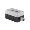 Pouzdro pro elektrické joysticky nebo manipulátory, dva otvory, s kabelovou průchodkou, montážní otvor 22mm