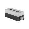 Pouzdro pro elektrické joysticky nebo manipulátory, tři otvory, s kabelovou průchodkou, montážní otvor 22 mm
