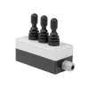 24459 pouzdro se tremi tripolohovymi elektrickymi joysticky s pruzinovym polohovanim