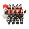 Hydraulický rozvaděč 4-sekční 12V blok typ Cetop 3 NG6 s proporcionálním regulátorem průtoku kompletní s manometrem, elektrickými zástrčkami a přípojkami