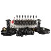 Hydraulický rozvaděč 8dílný 12V blok typ Cetop 3 NG6 s proporcionálním regulátorem průtoku doplněný dvěma ovládacími panely Salvarani se dvěma joysticky, manometrem, elektrickými zástrčkami a přípojkami