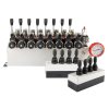 8-sekční 12V blok hydraulického rozdělovače typ Cetop 3 NG6 s proporcionálním regulátorem průtoku doplněný dvěma ovládacími panely Hydrolider se čtyřmi joysticky, manometrem. elektrické zástrčky a spoje