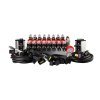 Hydraulický rozvaděč 8dílný 12V blok typ Cetop 3 NG6 s proporcionálním regulátorem průtoku doplněný dvěma ovládacími panely Salvarani se dvěma joysticky, manometrem, elektrickými zástrčkami a přípojkami