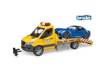 odtahove vozidlo mb sprinter se sportovnim automobilem se svetelnou a zvukovou signalizaci