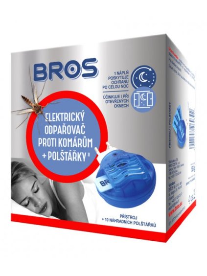BROS Elektrický odparovač proti komárom + vankúšiky 10ks