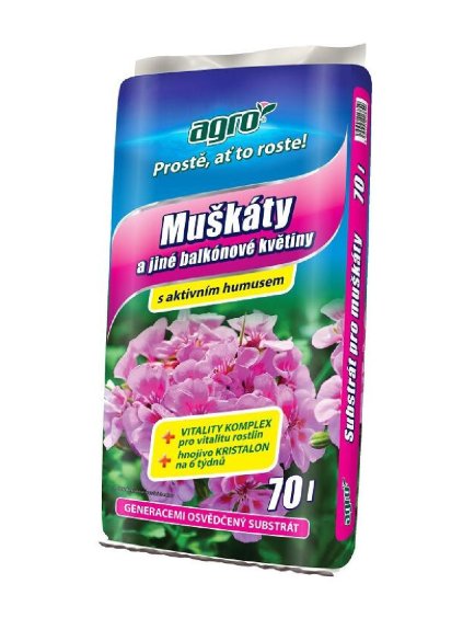 AGRO Substrát na muškáty a balkónové kvety 70l