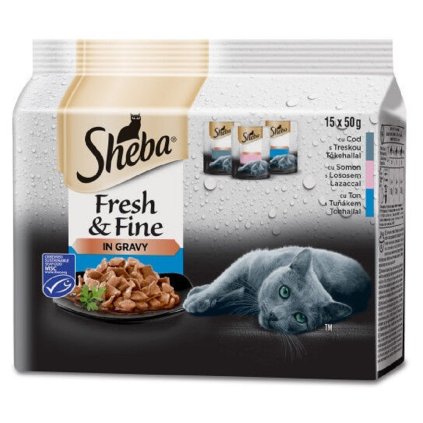 Sheba Fresh+Fine in Gravy 15 x 50g kaps. rybí výběr