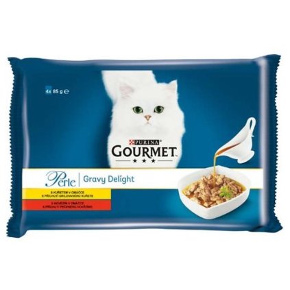 Gourmet 4x85g Perle Multipack gravy delight kuře / hovězí v omáčce AKCE