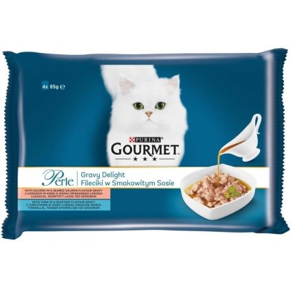 Gourmet 4x85g Perle Multipack gravy delight losos a tuňák v omáčce AKCE