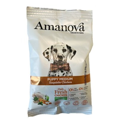 0027155 vzorek amanova dog puppy medium chicken quinoa lg 100 g 1170