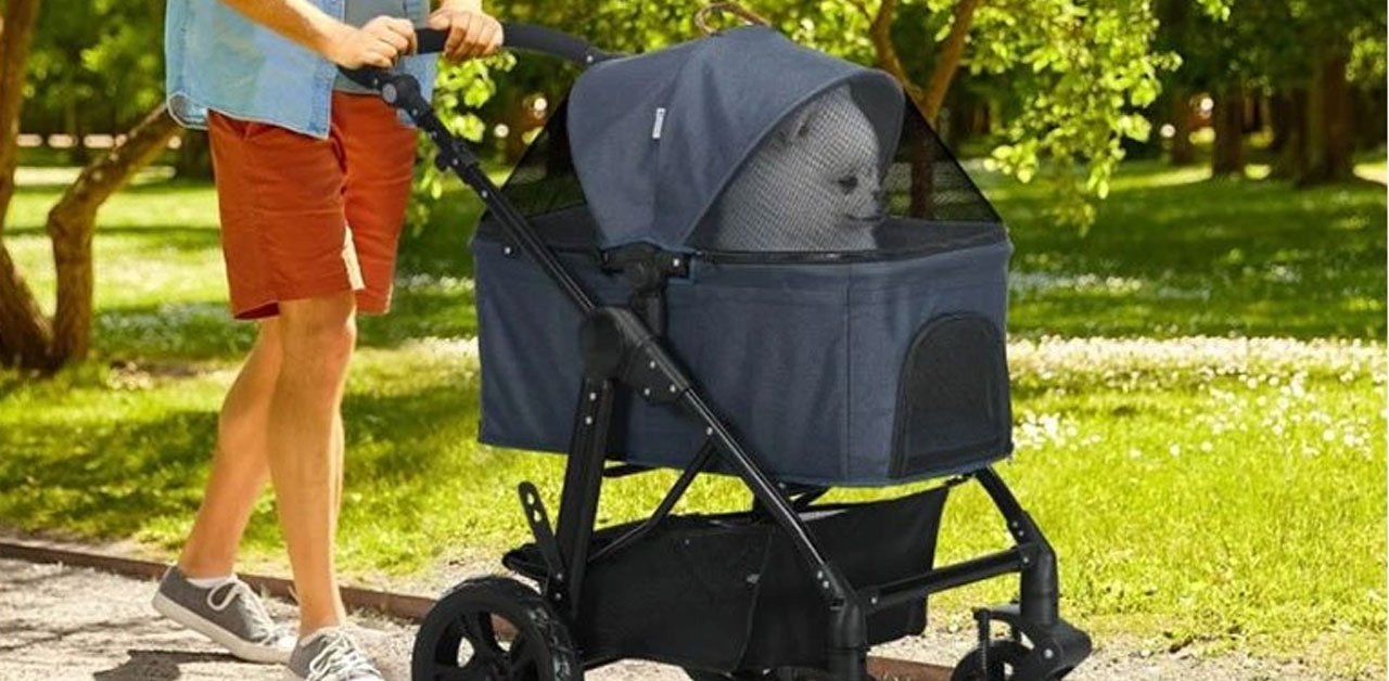 Štýlové cestovanie v kočíku pre psov