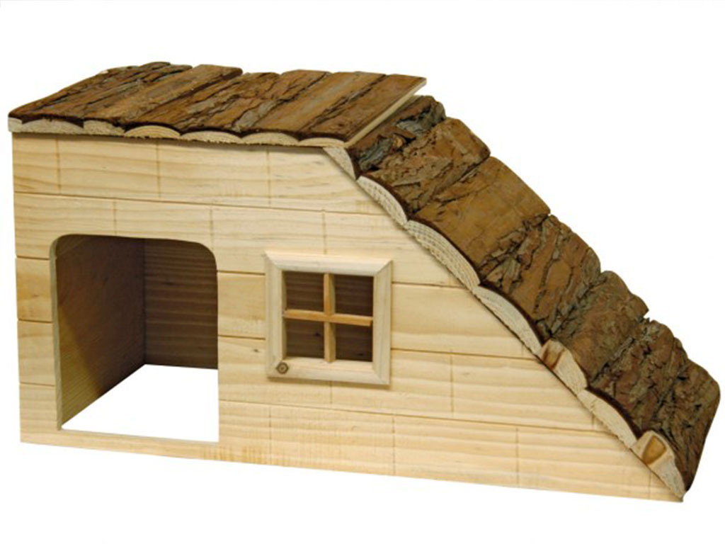 Kerbl Domček pre králiky s rampou drevený 50x25x25 cm