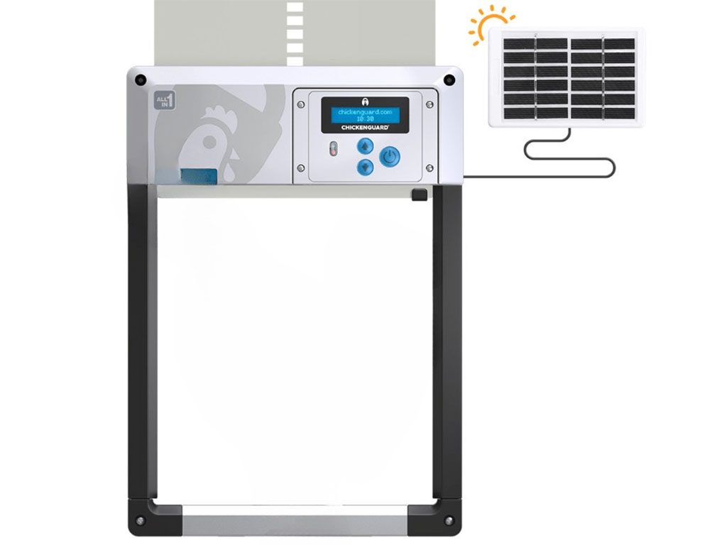 CHICKEN GUARD ALL IN ONE SOLAR komplet automatického otvárania a zatvárania kurína