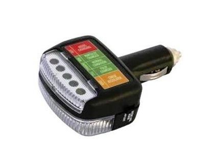 Tester akumulátoru a dobíjení 12 V + světlo