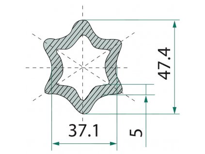 Profil ozubený v4, vnútorný, 1 m
