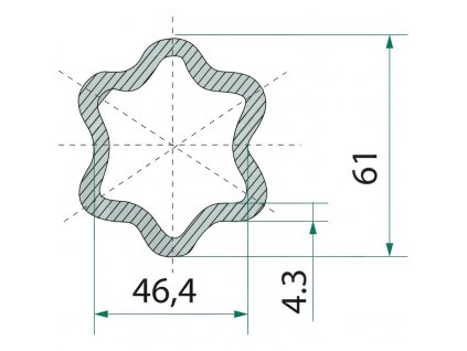 Profil ozubený v4, vonkajší, 1 m