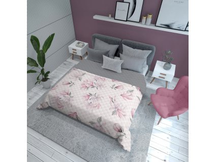 Luxusní přehoz na postel 220x240 cm - Květy růžové 1