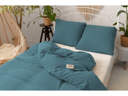 28159 1 muselinove povleceni 140x200 70x90 cm petrolejova