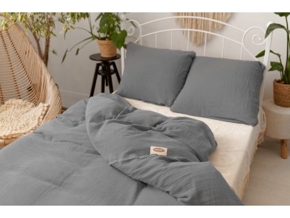 28165 1 muselinove povleceni 140x200 70x90 cm tmave seda