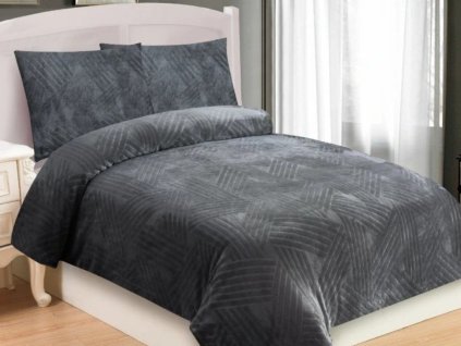 Povlečení mikroplyš 140x200 + 70x90 cm - Trojice tmavě šedá