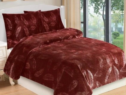 Povlečení mikroplyš 140x200 + 70x90 cm - Peříčka cihlová