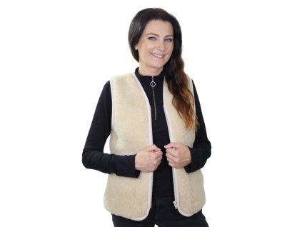 Vlněná vesta Tumbler dámská, béžová (Délka L)