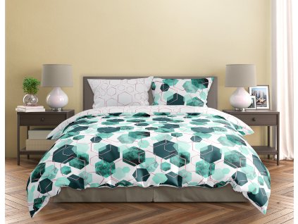 Bavlněné saténové povlečení 140x200 + 70x90 cm - Milagro Verde 009 3