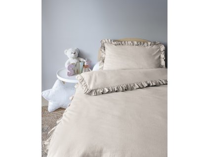 Povlečení do postýlky 100x135 + 40x60 cm s volánkem - Mayamoo béžové 3