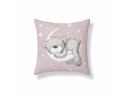 Povlak na polštářek 40x40 cm - Medvídek usínáček růžový