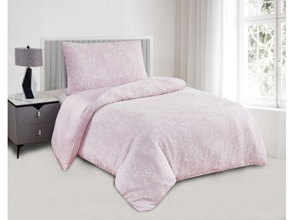 Saténové povlečení s žakárovým vzorem 140x200 + 70x90 cm - Boston růžová