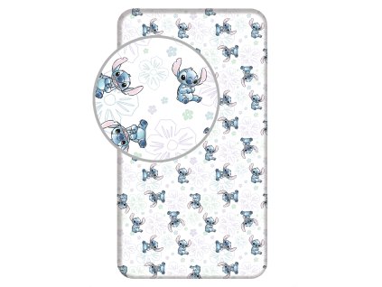 Bavlněné napínací prostěradlo 90x200 + 25 cm - Lilo and Stitch "Ohana White" 1