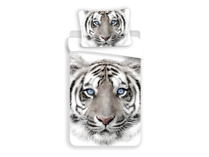 8561 bavlnene povleceni 3d fototisk se zipem white tyger 140x200