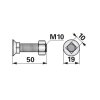 Pluhový šroub čtyřhran M10x50 10.9 s matkou