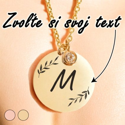 Luxusný Náhrdelník - Medailónik na retiazke so zirkónom - S vlastným odkazom vetvicky