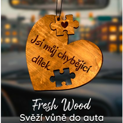 Dřevěná vůně do auta – Puzzle ve zpětném zrcátku