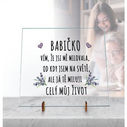 Dekorační Skleněná deska - Babičko, celý život