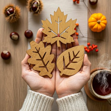 Dřevěné podtácky listy 3 ks