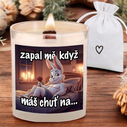 Svíčka Zapal mě, když máš chuť na - Pan králík