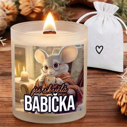 Krásná svíčka s praskajícím knotem Jsi skvělá babička