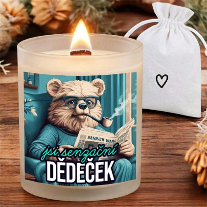 Krásná svíčka s praskajícím knotem Senzační dědečekZ