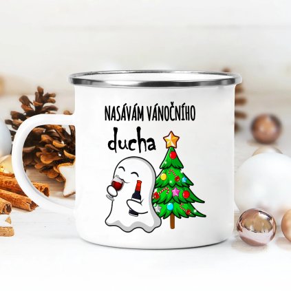 Plecháček s nápisem Nasávám vánočního ducha