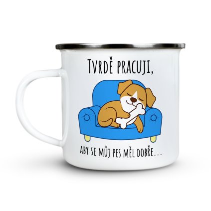 Plecháček Tvrdě pracuji. Barevný pes