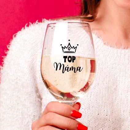 Sklenice víno Top máma žena detail