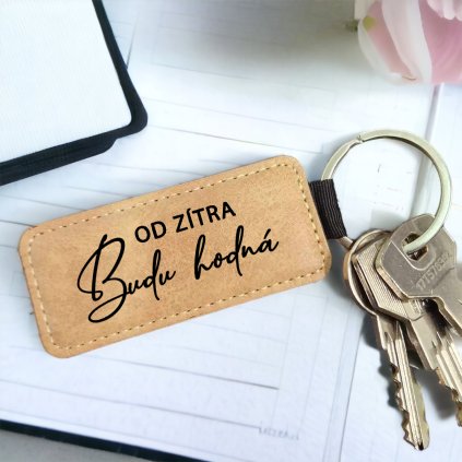 Kožená klíčenka - Od zítra budu hodná