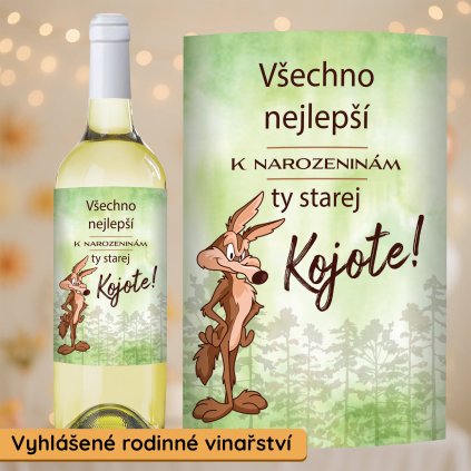Dárkové víno všechno nejlepší k narozeninám ty starej kojote