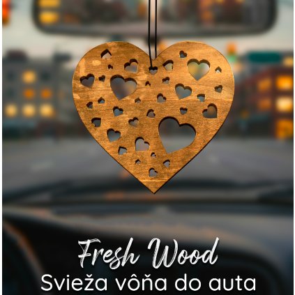 Drevená vôňa do auta – Fresh Wood Srdce