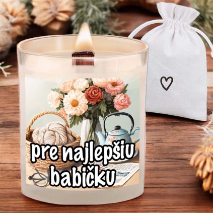 Krásna sviečka s praskajúcim knôtom 450g - Pre babičku