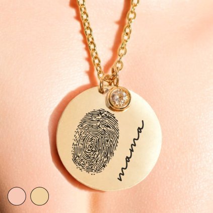 Luxusný Náhrdelník - Medailónik na retiazke so zirkónom - Mama